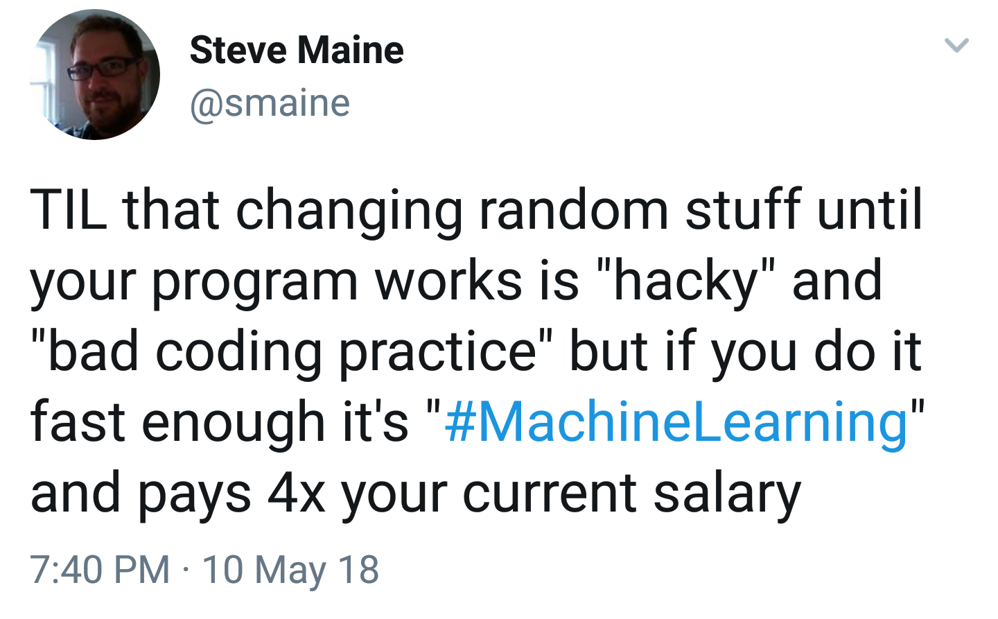 Tweet about machine learning